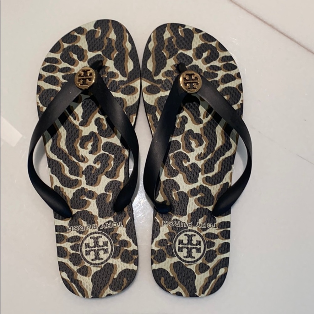 Tory Burch Leopard flip flops